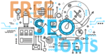 graphic design behind text that says "Free SEO Tools"