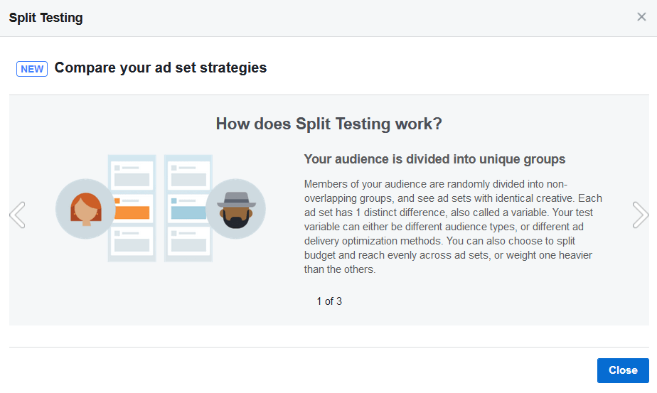 screen print explaining split testing, image 1 of 3
