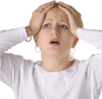 woman with hands on her head looking like she is worried