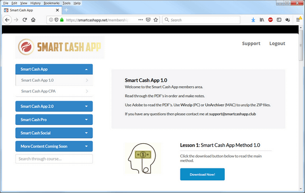 a screen print of the membership area for Smart Money