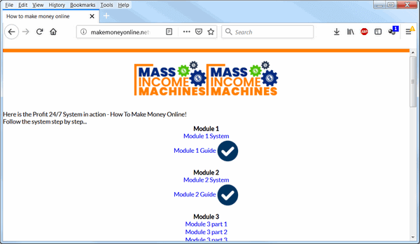 screen print of member's dashboard