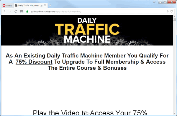 screen print of Daily Traffic Machine's upsell page after purchasing module 1