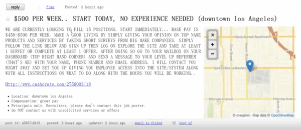 screen print of Mike Dee's Craigslist ad