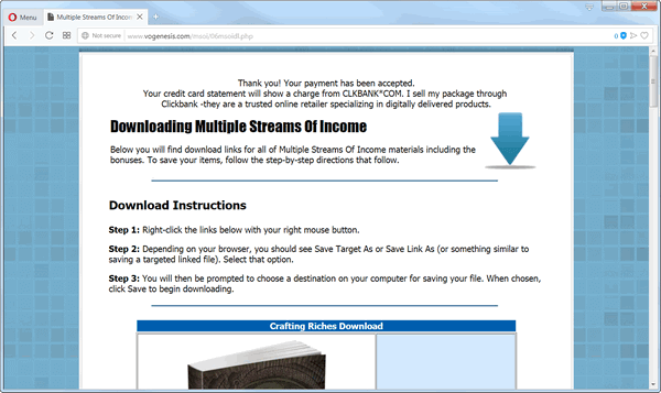 screen print of the Multiple Streams of Inocme product page