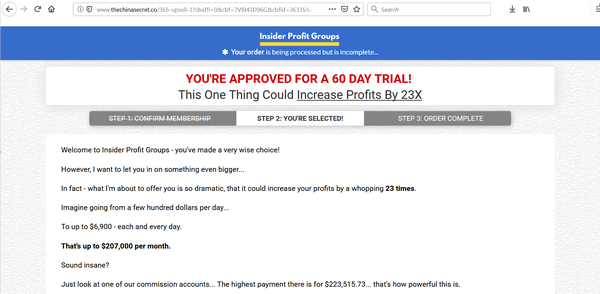 screen print of Insider Profit Groups paid access showing 60 Day Trial