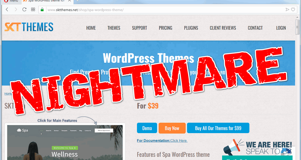 nightmare-buying-skt-themes-header-image screen print of SKT Themes website with NIGHTMARE printed over top