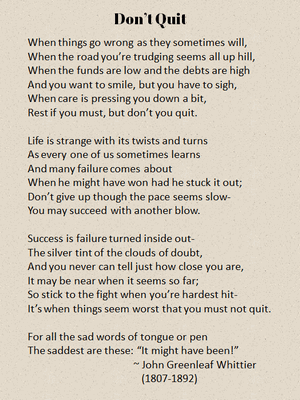 Don't Quit poem by John Greenleaf Whittier