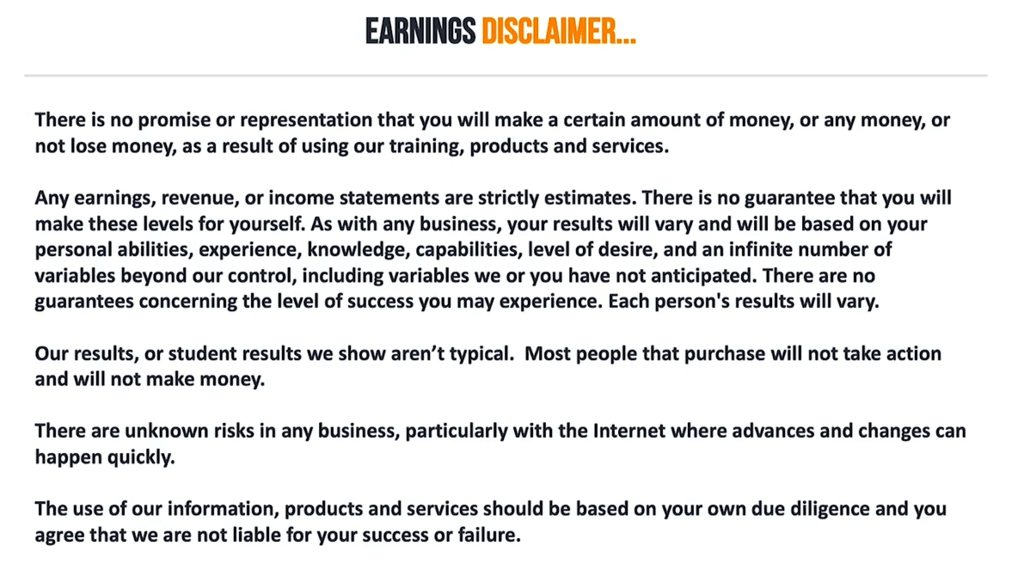 Luke's legal disclaimer for his webinar