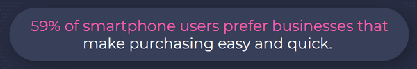 59% of smartphone users prefer businesses that make purchasing easy and quick