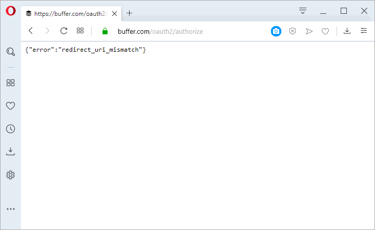screen print of error received from buffer.com when trying to connect this plugin