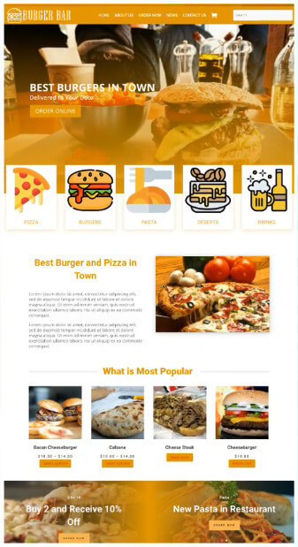 screen print of restaurant website