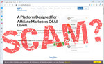 screen print of Wealthy Affiliate landing page with "SCAM?" overtop