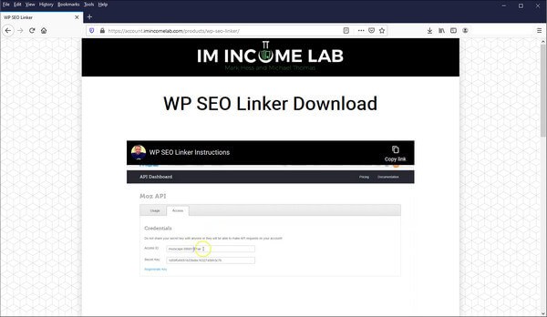 screem print of vendor's download page