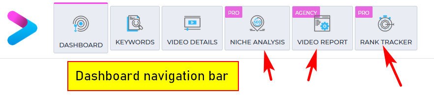 screen print of dashboard navigatoin bar