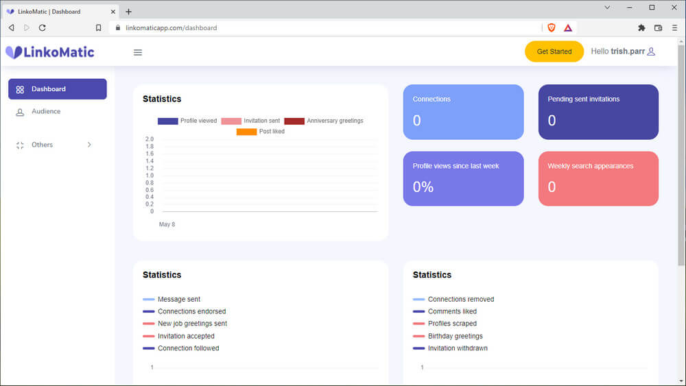 screen print of software app dashboard