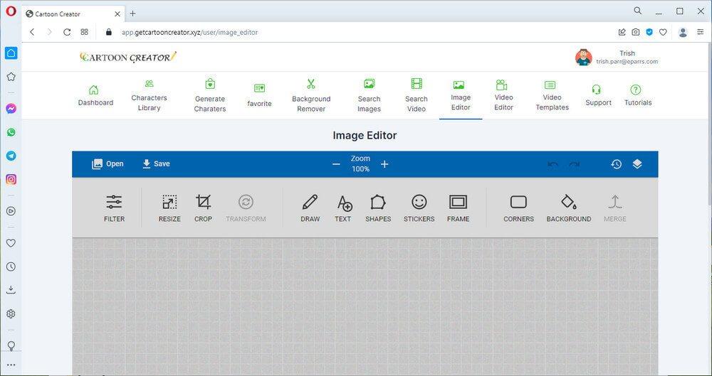 screen print of Image Editor
