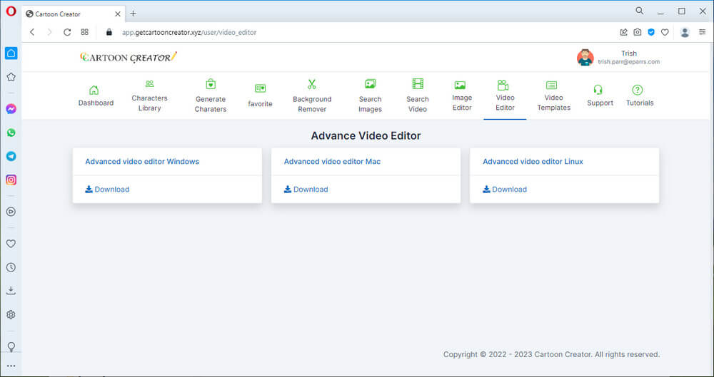 screen print of Video Editor