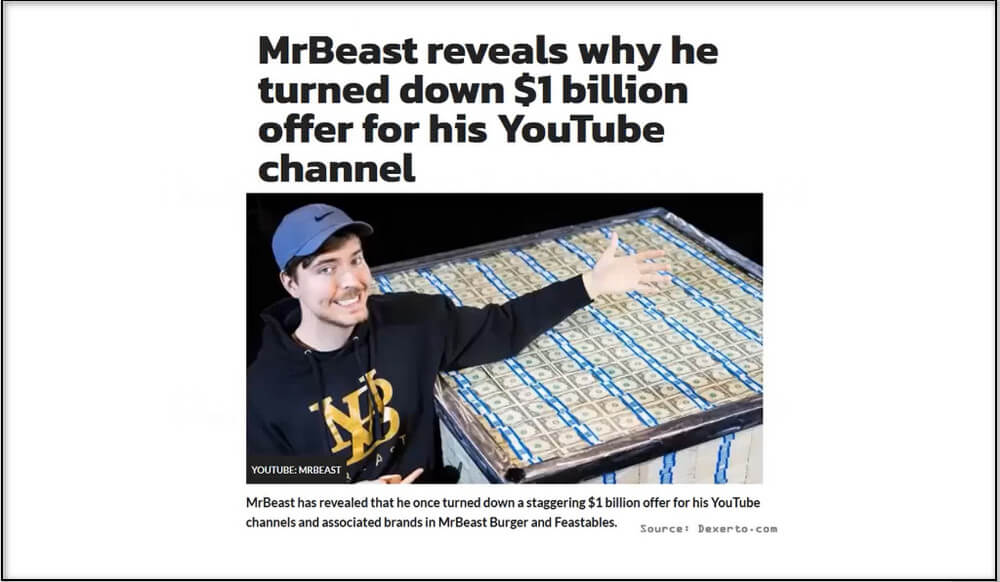 screen print of MrBeast's announcement