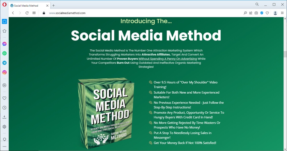 screen print from the Social Media Method landing page