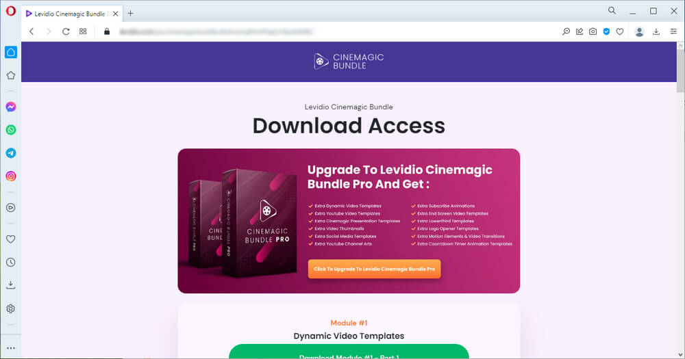 screen print of Cinemagic Bundle download page